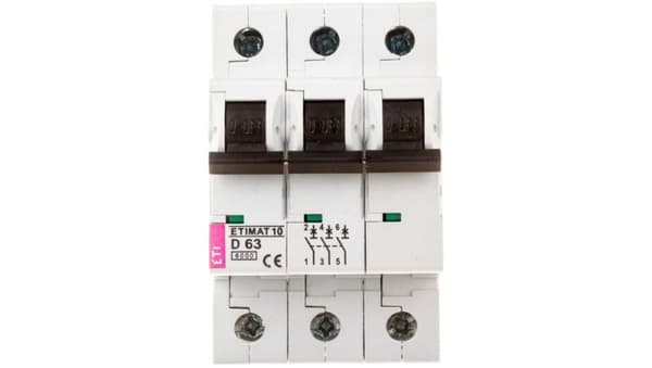 Afbryder 3P D 63A 6kA AC ETIMAT10 002155722