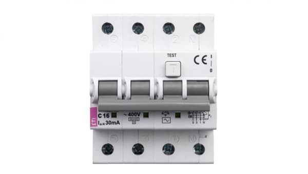 Differentiaalisuojakytkin 4P 16A C 0.03A tyyppi AC KZS-4M 002174024