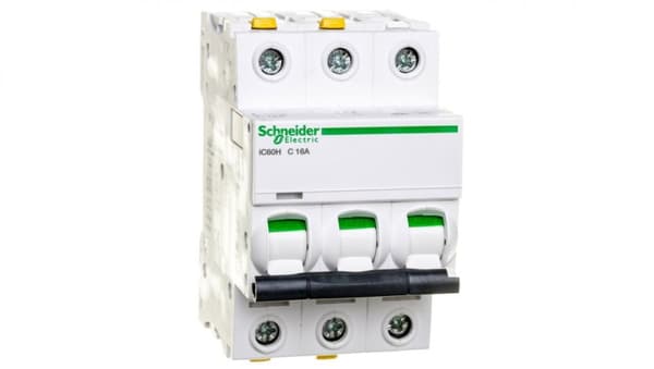 Katkaisija 3P C 16A 10kA AC iC60H-C16-3 A9F07316