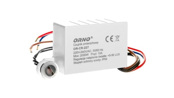 Skumringsrelæ med sensor 10A 230V 5-50lx OR-CR-227