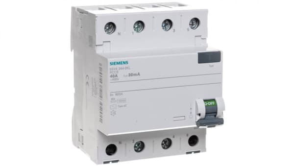 4P 40A 0,03A differentialafbryder AC type N-venstre pol 30mA 400V SENTRON 5SV4344-0KL