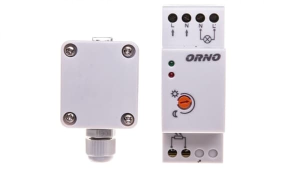 Skumringssensor til DIN-skinne med ekstern sonde i boks 3000W 2-100lx IP65 / IP20 OR-CR-231