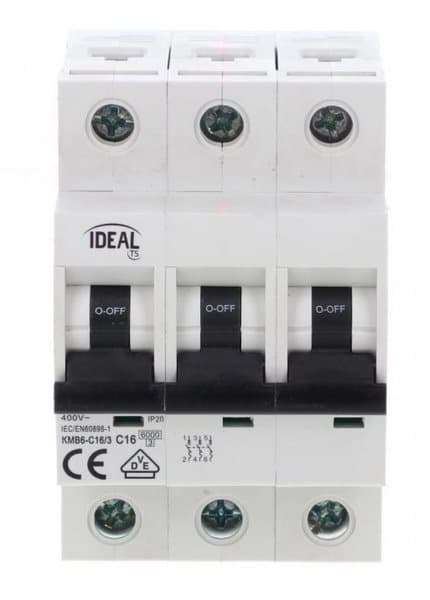 Afbryder 3P C 16A 6kA AC KMB6-C16/3 VDE 23154