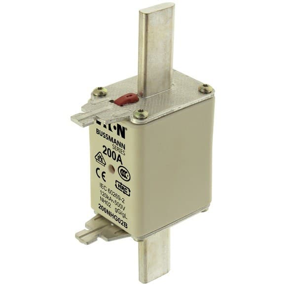 Sikringsindsats, LV, 200 A, AC 500 V, NH02, gL/gG, IEC, Dobbeltindikator