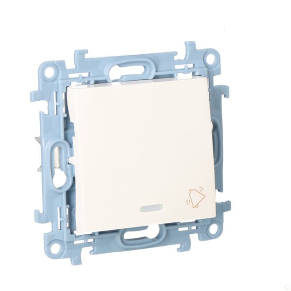 ""Klokke""-knap med LED-baggrundsbelysning (modul) 10 AX, 250 V~, skrueterminaler, hvid Simon10