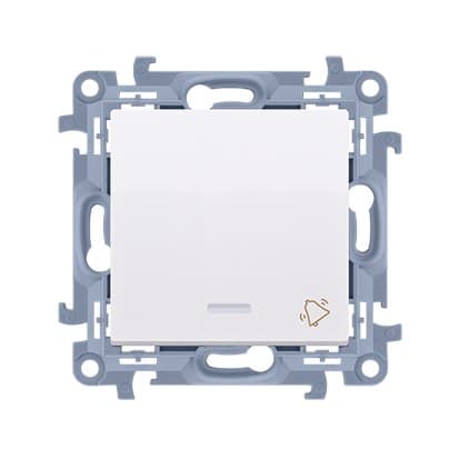 ""Klokke""-knap med LED-baggrundsbelysning (modul) 10 AX, 250 V~, skrueterminaler, hvid Simon10