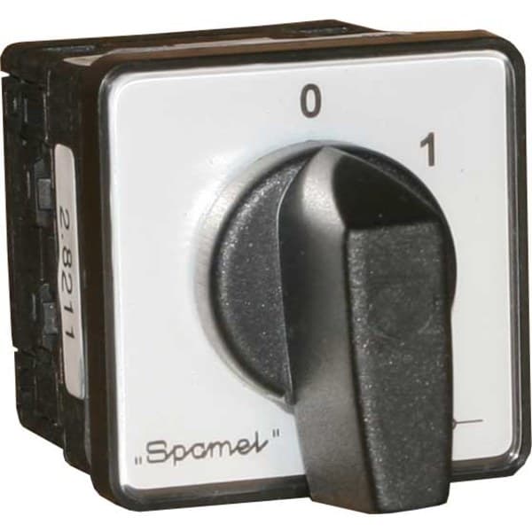 Kamafbryder 10A, afbryder 1-0-2 (1-polet), panelmonteret, grå front, sort knap