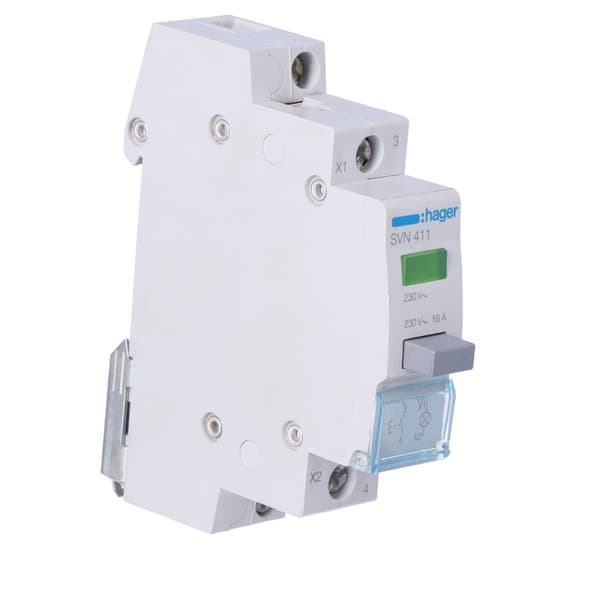Tryckknapp 16A, 1Z, med grön signallampa 230V AC