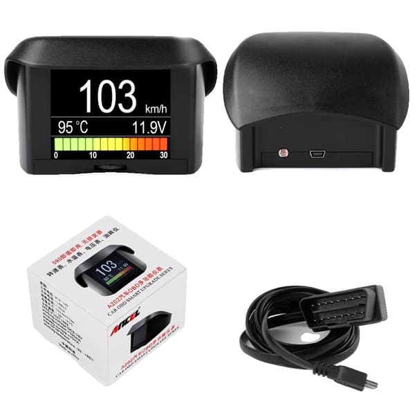 Bilens On-board Computer, OBD HUD Display, Brændstofforbrug, grå