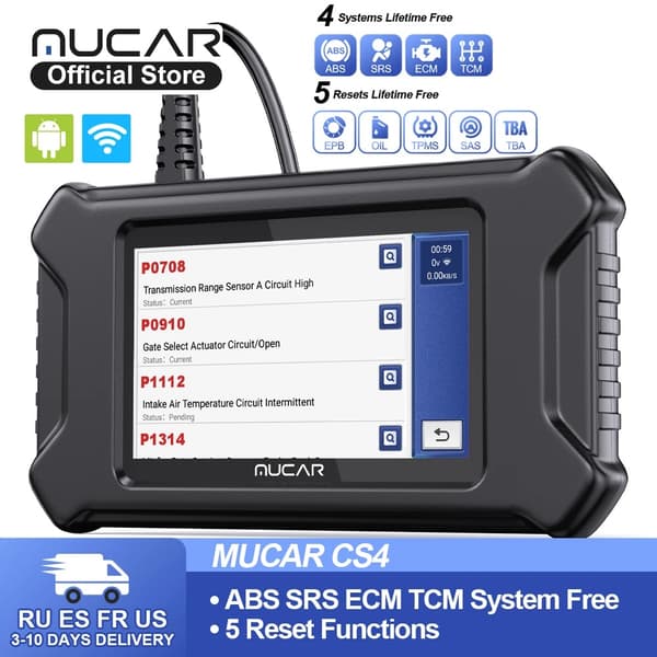 Bilscanner, ABS SRS Nulstilling, Motor Kodelæser, MUCAR CS4
