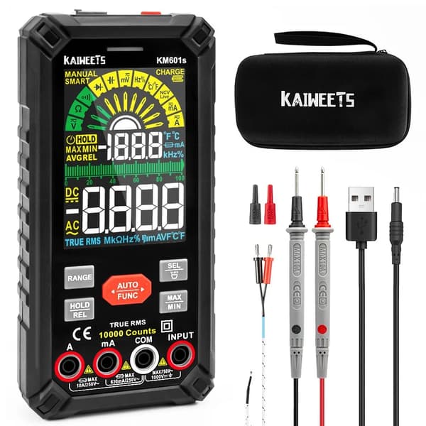 KAIWEETS Digitaalinen monimittari, True-RMS-mittaus, 10000 lukeman näyttö,KM601S