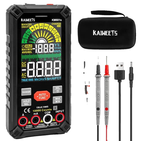 KAIWEETS Digitaalinen monimittari, True-RMS-mittaus, 10000 lukeman näyttö,KM601S