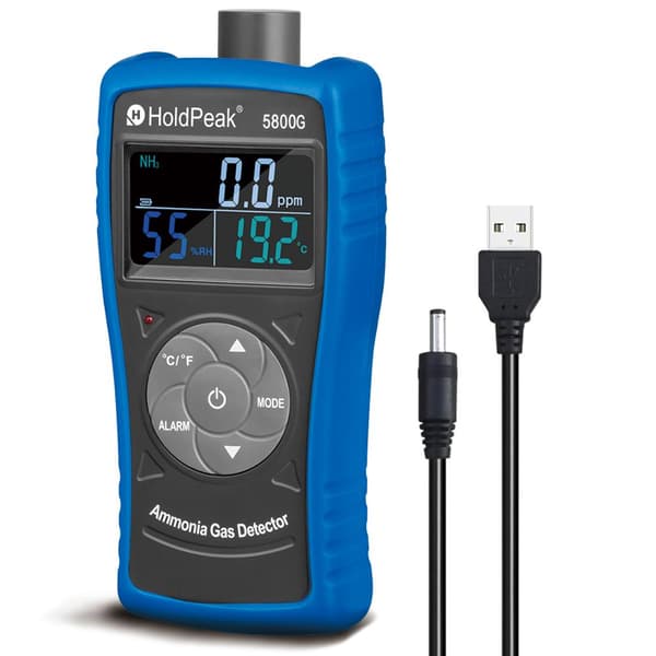 Ammoniak Luftdetektor, 0-100ppm Måleområde, Dobbelt Alarm System, Genopladeligt Batteri