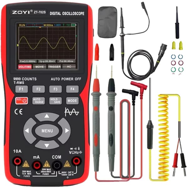 Digitalt multimeter oscilloskop, 10MHZ bandbredd, 48MSa/s samplingsfrekvens, färg-LCD-display,Oscilloskop DMM