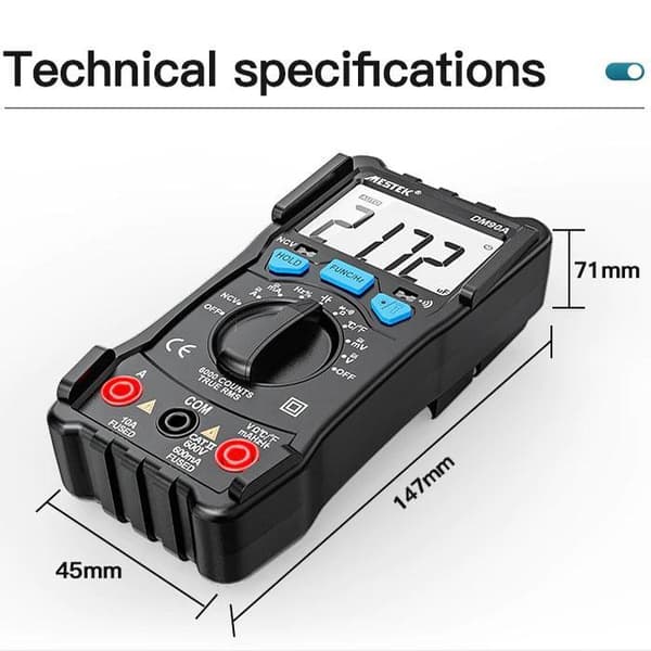 digital multimeter för allmänna ändamål, NCV 6000 räkningar, automatisk räckvidd