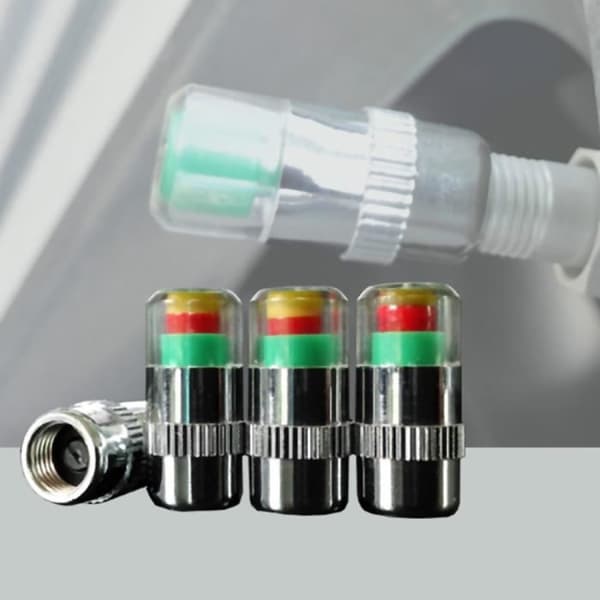 set om 4 st Däcktrycksmätare däcktrycksvarningslock 2.2Bar 32PSI