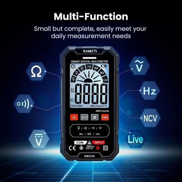 KAIWEETS 4000 Count TRMS Auto Range Digital Multimeter, Multimeter, Vol eter, Mät spänning, Kontinuitet, Resistans