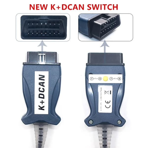BMW K+DCAN Diagnostisk Kabel, FT232RL Chip, 20Pin til 16Pin OBD2 Forlængelse, Pink