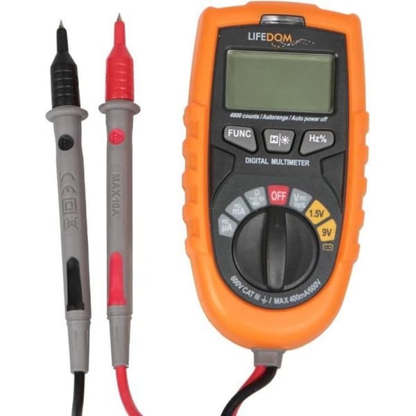 Digital multimeter - Lifedom - 600 V Cat.III - AC/DC mätning - Metalldetektering - Batteritestare