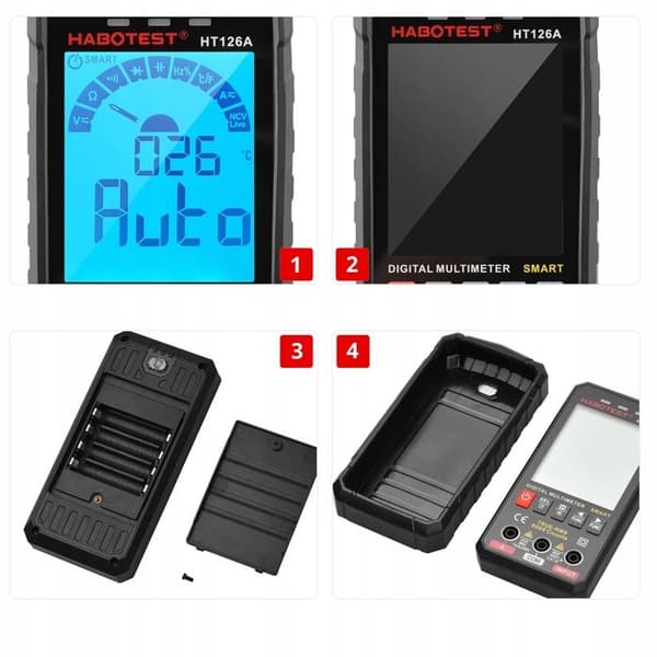 UNIVERSAL DIGITAL MULTIMETER NCV RMS LIVE TEST THERMOCOUPLE TEMP. LED FICKLAMPOR