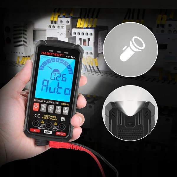 UNIVERSAL DIGITAL MULTIMETER NCV RMS LIVE TEST THERMOCOUPLE TEMP. LED FICKLAMPOR