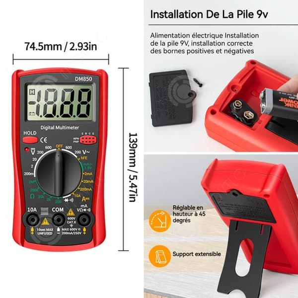 INN Digital multimeter Hög precision Digital display Data hållning Portabel Kompakt Multifunktions krets testare