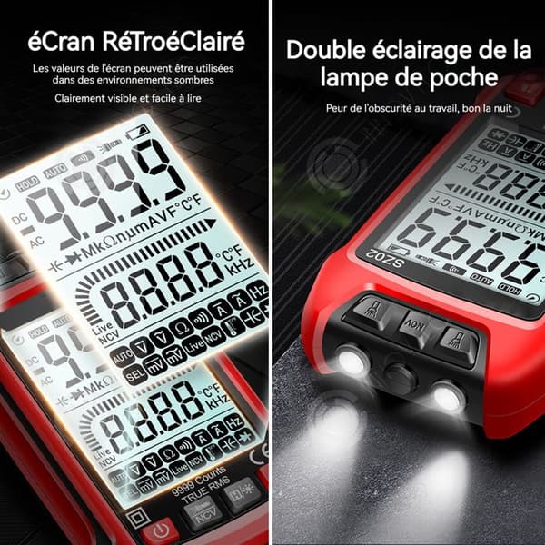 INN Digital multimeter LCD-skärm bakgrundsbelyst NCV Hög precision Helt automatisk Data hold Krets tester