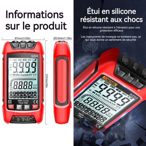 INN Digital multimeter LCD-skärm bakgrundsbelyst NCV Hög precision Helt automatisk Data hold Krets tester