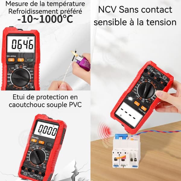 INN Digital multimeter Hög noggrannhet 2000V Tråduppskattning utan brand Temperaturmätning Spänningsdetektering NVC