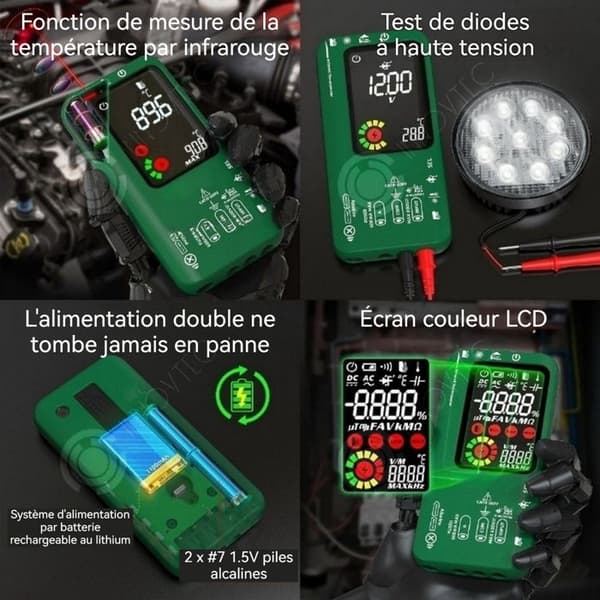 INN Digital multimeter Hög precision färg LCD-skärm Mätning av temperatur med infraröd NVC Dubbla strömförsörjning system