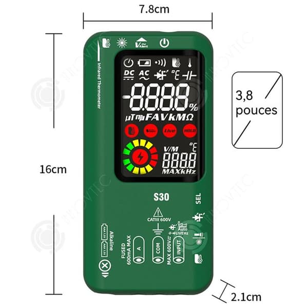 INN Digital multimeter Hög precision färg LCD-skärm Mätning av temperatur med infraröd NVC Dubbla strömförsörjning system