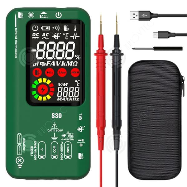 INN Digital multimeter Hög precision färg LCD-skärm Mätning av temperatur med infraröd NVC Dubbla strömförsörjning system