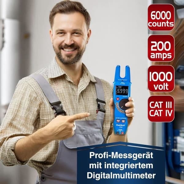 PeakTech 1700 - TRUE RMS Strömtång 200 A AC Spänningsdetektor med LCD-display