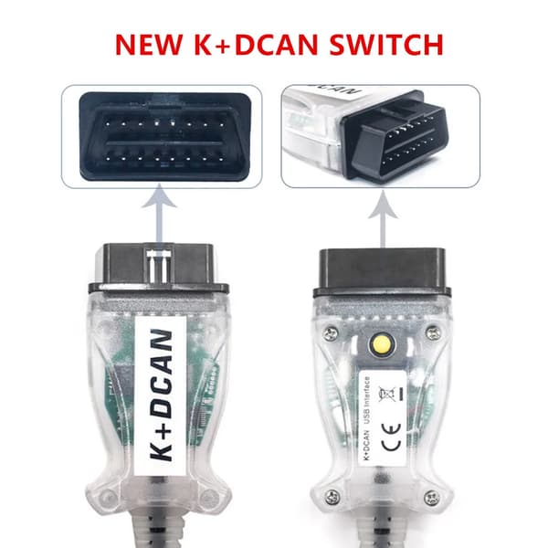BMW K+DCAN Diagnostisk Kabel, FT232RL Chip, 20Pin til 16Pin OBD2 Forlængelse, NY Hvid