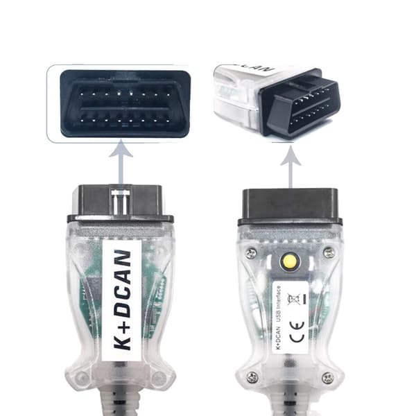 BMW K+DCAN Diagnostisk Kabel, FT232RL Chip, 20Pin til 16Pin OBD2 Forlængelse, NY Hvid