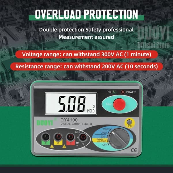 Digital Jord Jordmodstand Tester, Hurtige Målinger, Høj Nøjagtighed 0-2000Ω