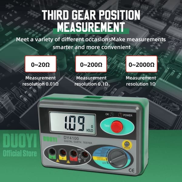 Digital Jord Jordmodstand Tester, Hurtige Målinger, Høj Nøjagtighed 0-2000Ω