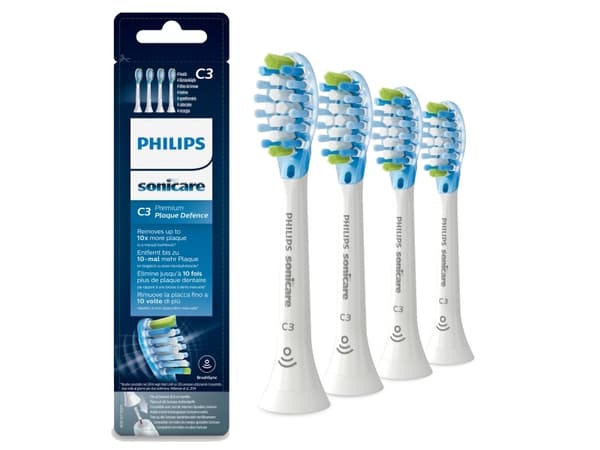 Philips Sonicare C3 Premium HX9044 Plaque Control - Ekstra tannbørstehode - for tannbørste - hvit (pakke med 4)