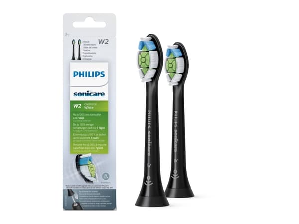Philips Sonicare W2 Optimal White HX6062 standard - Extra tandborsthuvud - till tandborste - svart (paket om 2) - för Sonicare 2 Series; Sonicare Dia