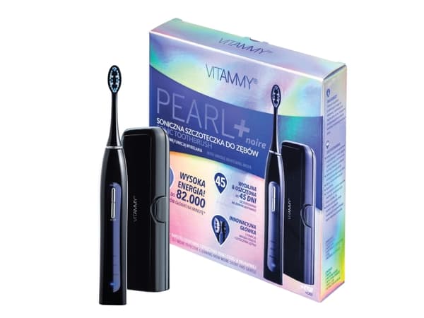 Vitammy Pearl +, Ultraljudstandborste, 82 rörelser per minut, Svart, Svart, Oval, Batteri