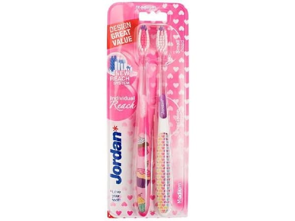 Jordan DUO Individual Reach Medium Toothbrush - color mix 2pcs