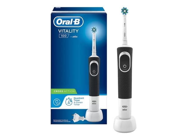 Oral-B Vitality 100 CrossAction Voksen Roterende vibrerende Tannbørste Sort, Hvit