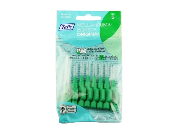 Interdentalbørste Normal 0 8 mm grønn 8 stk interdentaltannbørster