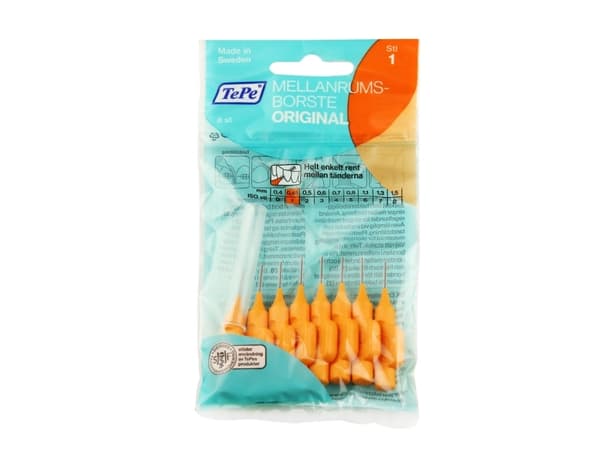 Interdentalbørste Normal 0 45 mm oransje 8 stk interdentaltannbørster
