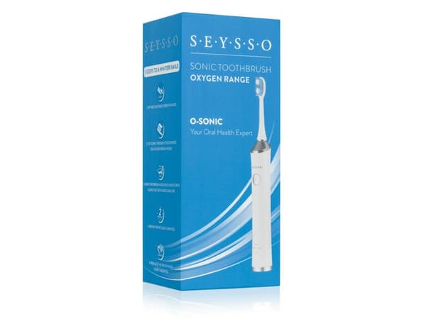SEYSSO Oxygen, Vuxen, Ultraljudstandborste, Daglig vård, Mjuk, Tandblekning, Vit, 96000 rörelser per minut, Gjuten aluminium, Plast