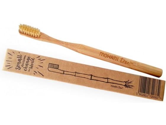 Mohani Bamboo tannbørste - naturlig, middels bust