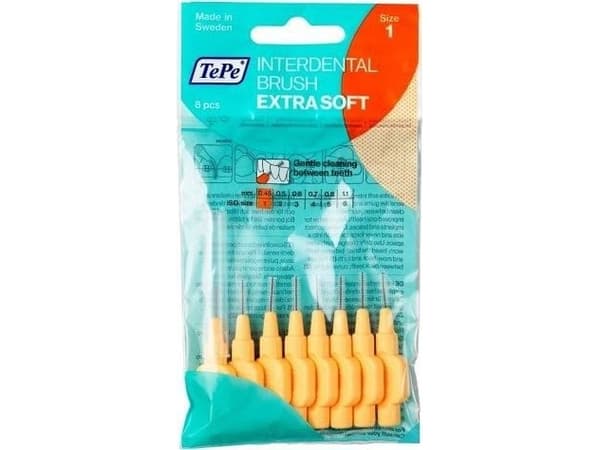 Interdental Brush Extra Soft 0 45 mm OranA34ovA 8 stk Meget fint interdentalkort Aky
