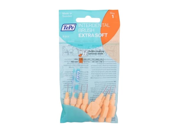 Interdental Brush Extra Soft 0 45 mm OranA34ovA 8 stk Meget fint interdentalkort Aky