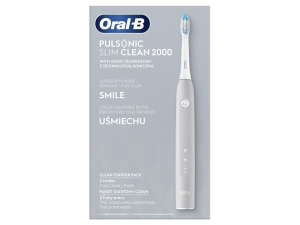 Oral-B Pulsonic Slim Clean 2000, Voksen, Sonik tannbørste, Daglig stell, Whitening, Grå, 2 min, Oval
