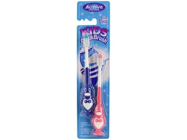 ACTIVE ORAL CARE_Kids Quick Brush 3-6 Years tannbørster for barn Penguin 2 stk.